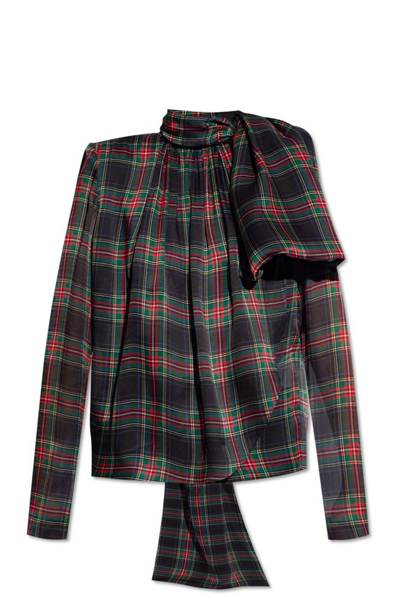Shop Saint Laurent Checked Knot In Multi