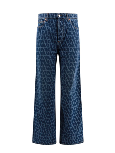 Shop Valentino Toile Iconographe Motif Jeans In Blue