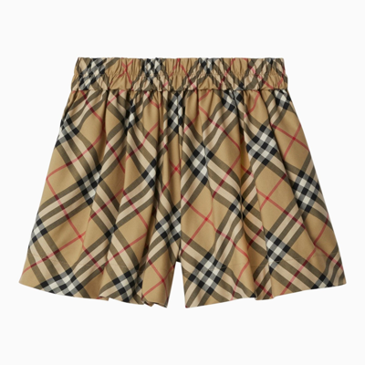 Shop Burberry Vintage Check Beige Cotton Bermuda Shorts.