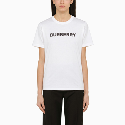 Shop Burberry White Crew Neck T Shirt With Logo
