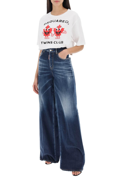 Shop Dsquared2 Cropped T Shirt With Twins Club Print