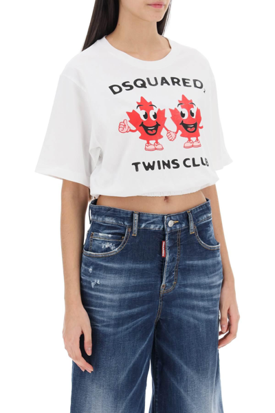Shop Dsquared2 Cropped T Shirt With Twins Club Print