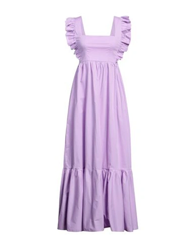 Shop Angela Mele Milano Woman Maxi Dress Light Purple Size L Cotton, Elastane
