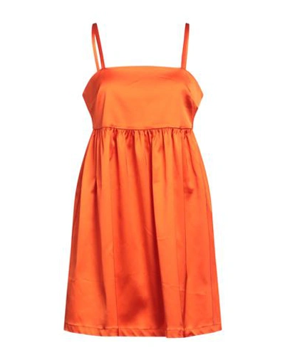 Shop Semicouture Woman Mini Dress Orange Size 4 Acetate, Polyamide, Elastane