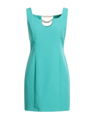 Shop Cristinaeffe Woman Mini Dress Turquoise Size L Polyester, Elastane In Blue