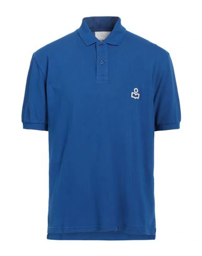 Shop Isabel Marant Man Polo Shirt Blue Size S Cotton, Polyester