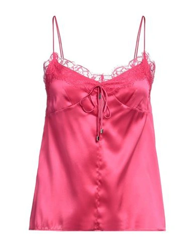 Pinko Woman Top Fuchsia Size 10 Silk, Elastane, Polyester In Pink