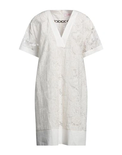 Shop Clips More Woman Mini Dress White Size 8 Cotton, Polyamide, Elastane, Viscose, Linen