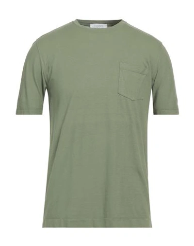Shop Cruciani Man T-shirt Military Green Size 40 Cotton