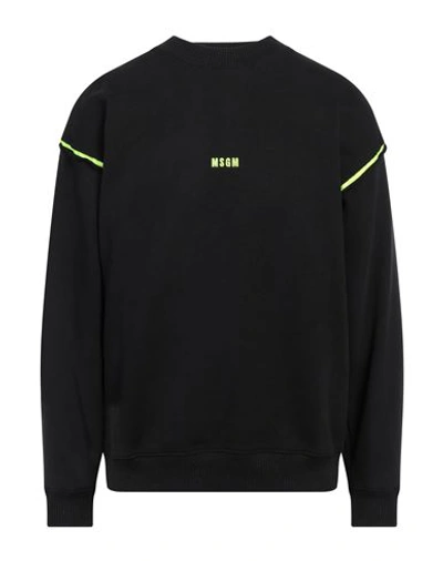 Shop Msgm Man Sweatshirt Black Size S Cotton
