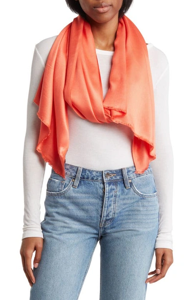 Shop Vince Camuto Oversized Satin Pashmina Wrap In Georgia Peach