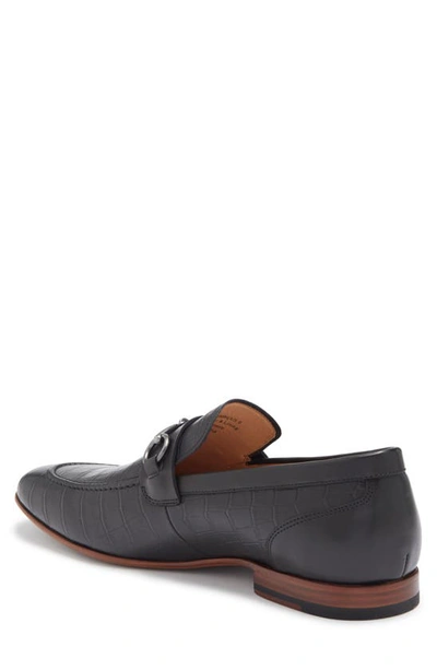 Curatore Sovana Croc Embossed Leather Bit Loafer In Black