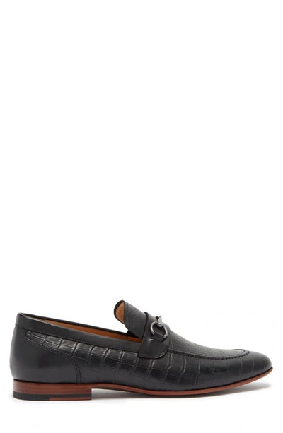 Shop Curatore Sovana Croc Embossed Leather Bit Loafer In Black