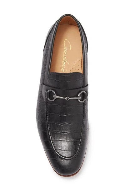 Curatore Sovana Croc Embossed Leather Bit Loafer In Black