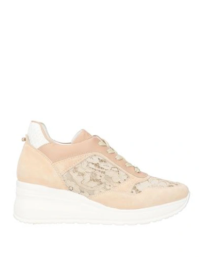 Baldinini Woman Sneakers Light Pink Size 11 Leather, Textile Fibers In Pink