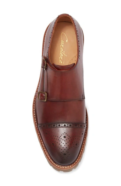 Shop Curatore Viso Wingtip Double Monk Strap Loafer In Chestnut