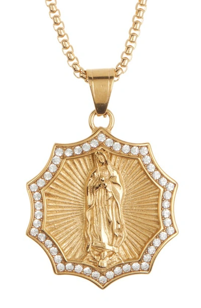 Shop American Exchange Crystal Halo Virgin Mary Pendant Necklace In Gold