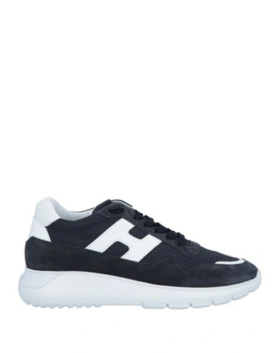 Shop Hogan Man Sneakers Midnight Blue Size 9 Textile Fibers, Leather