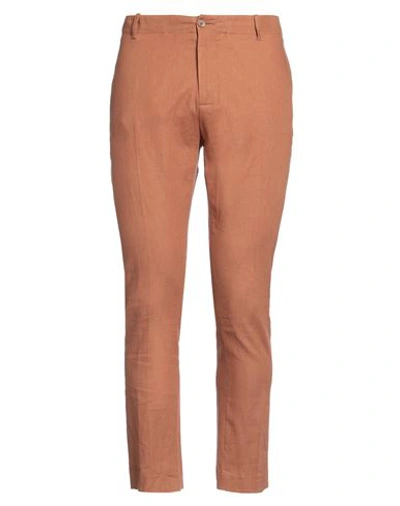 DANIELE ALESSANDRINI DANIELE ALESSANDRINI MAN PANTS BROWN SIZE 32 LINEN, VISCOSE 