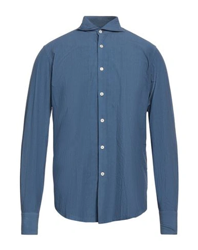 Shop Alessandro Gherardi Man Shirt Slate Blue Size M Cotton