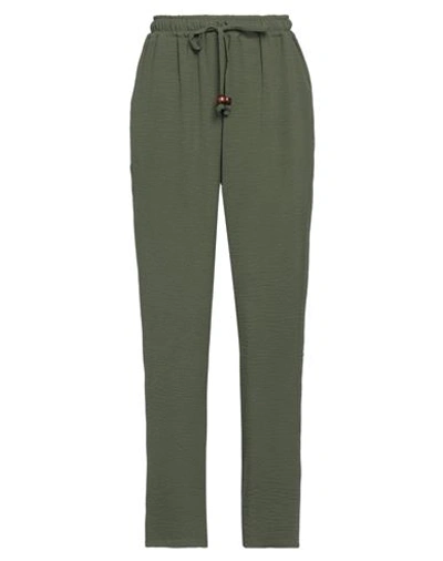 Angela Mele Milano Woman Pants Military Green Size L Viscose, Polyester In Green