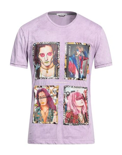 Shop Grey Daniele Alessandrini Man T-shirt Lilac Size L Cotton In Purple
