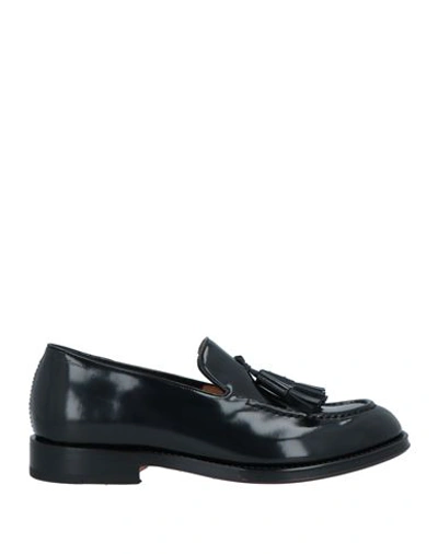 Shop Santoni Man Loafers Black Size 8 Leather