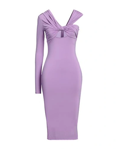 Shop Nensi Dojaka Woman Midi Dress Light Purple Size S Viscose, Elastane