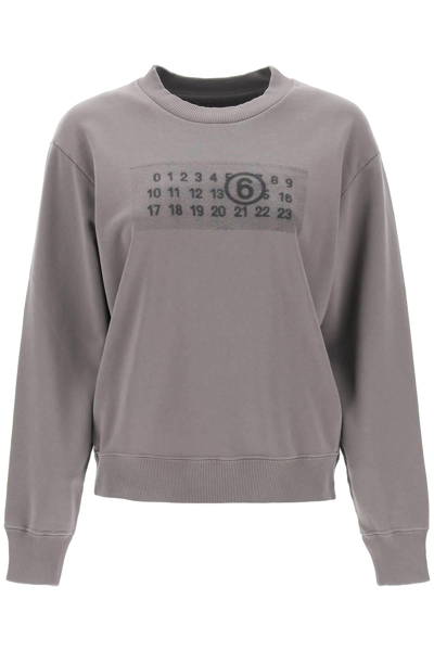 Shop Mm6 Maison Margiela Sweatshirt With Numeric Logo Print