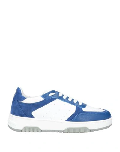 Shop Pollini Man Sneakers Blue Size 9 Leather