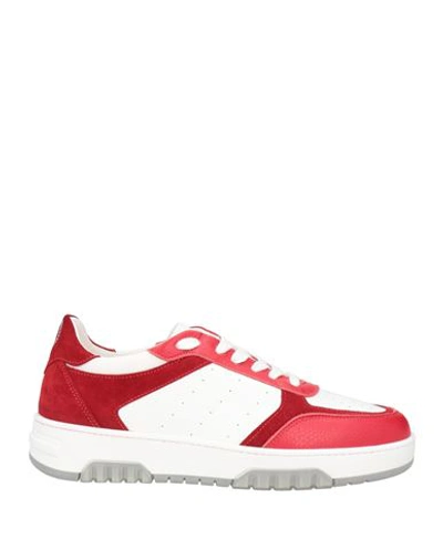 Pollini Man Sneakers Red Size 12 Leather In Red
