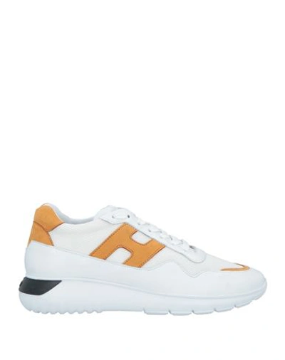 Shop Hogan Man Sneakers White Size 9 Leather, Textile Fibers
