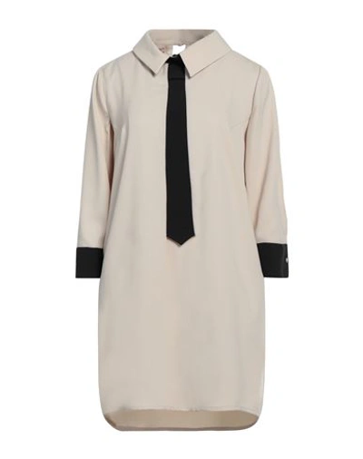 Shop Babylon Woman Mini Dress Beige Size 6 Polyester, Elastane