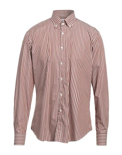 Shop Brancaccio Man Shirt Brown Size 17 ½ Cotton