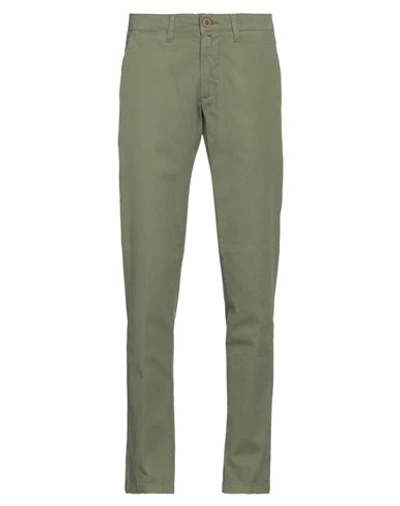 Shop Asquani® Asquani Man Pants Military Green Size 30 Cotton, Elastane