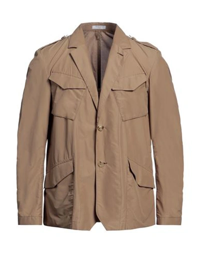 Shop Boglioli Man Jacket Camel Size 46 Cotton, Polyamide In Beige