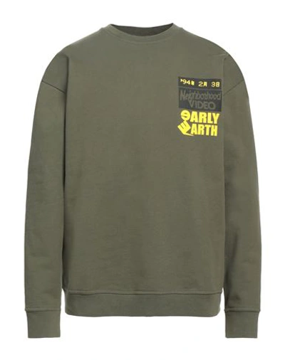 Shop Good Morning Tapes Man Sweatshirt Military Green Size Xl Organic Cotton