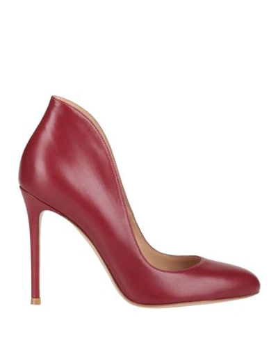 Shop Gianvito Rossi Woman Pumps Burgundy Size 9 Leather In Red