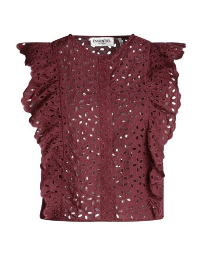 Shop Essentiel Antwerp Woman Shirt Burgundy Size 8 Cotton, Polyester In Red