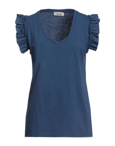 Shop Croche Crochè Woman T-shirt Navy Blue Size Xl Cotton