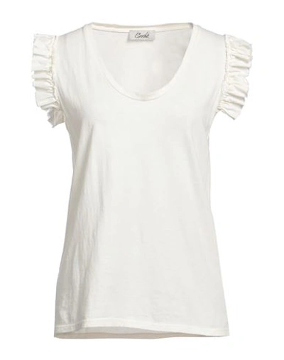 Shop Croche Crochè Woman T-shirt Cream Size L Cotton In White