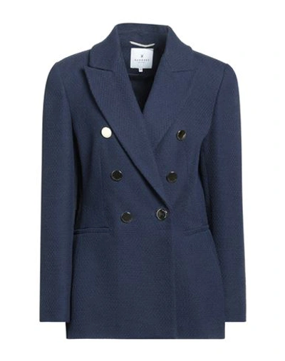 Shop Xandres Woman Blazer Navy Blue Size 2 Cotton, Polyester, Elastane