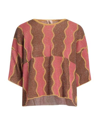 Shop Même Road Woman Sweater Khaki Size M Viscose, Metallic Polyester, Polyamide, Polyester In Beige