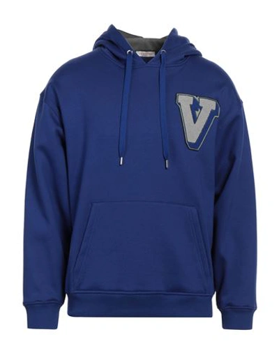 Shop Valentino Garavani Man Sweatshirt Blue Size L Cotton, Polyamide, Elastane, Acrylic, Wool