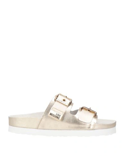 Shop Love Moschino Woman Sandals Platinum Size 8 Calfskin In Grey