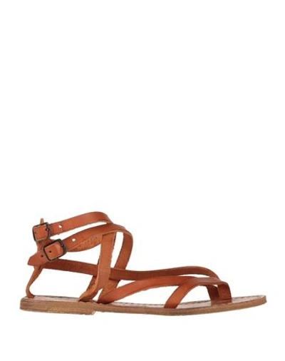 Shop Sachet Woman Thong Sandal Tan Size 8 Leather In Brown