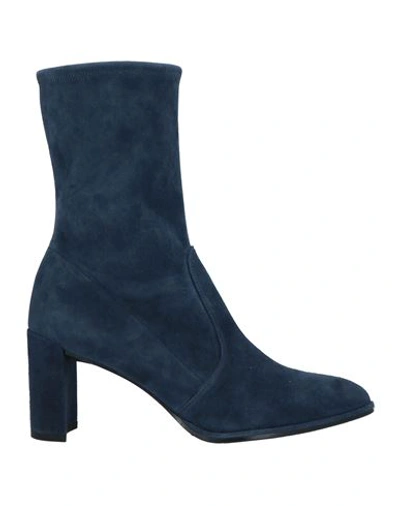Shop Stuart Weitzman Woman Ankle Boots Midnight Blue Size 10.5 Leather