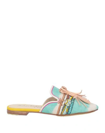 Shop Meher Kakalia Woman Mules & Clogs Turquoise Size 8 Leather In Blue