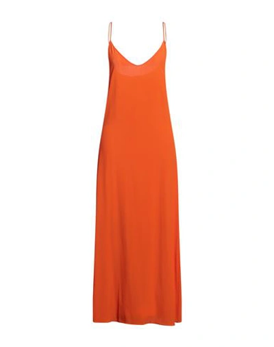 Shop Mauro Grifoni Grifoni Woman Maxi Dress Orange Size 4 Acetate, Silk
