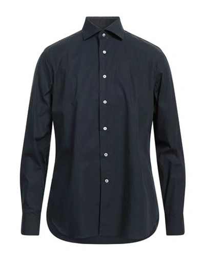 Shop Alessandro Gherardi Man Shirt Midnight Blue Size 16 ½ Cotton
